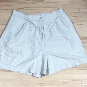 Vintage Freeze Frame High Waist Pleated Khaki Hiking Cargo Shorts With Pockets